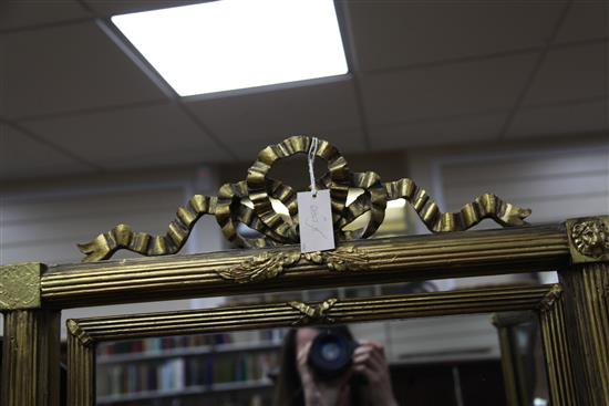 An early 20th century gilt cheval mirror, H.6ft 1in.